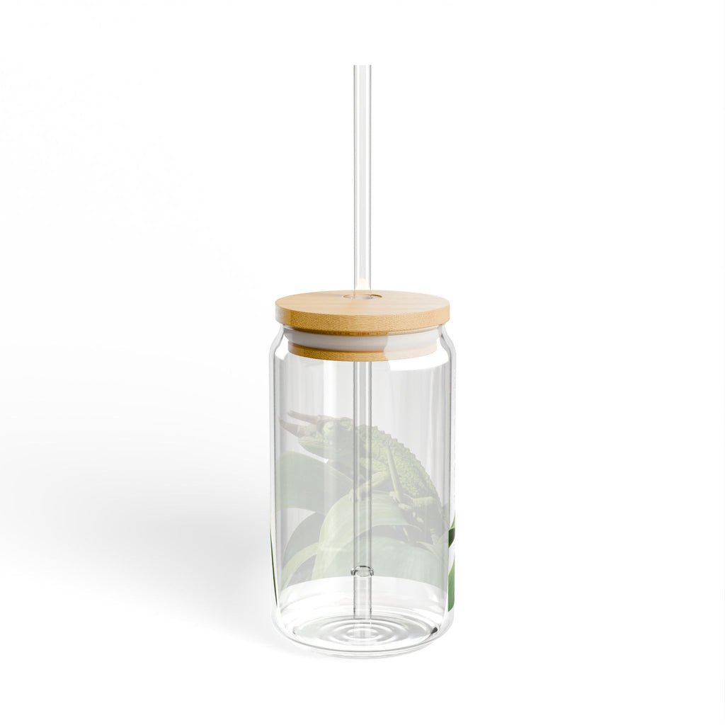 Jackson's Chameleon on Leaves Sipper Glass