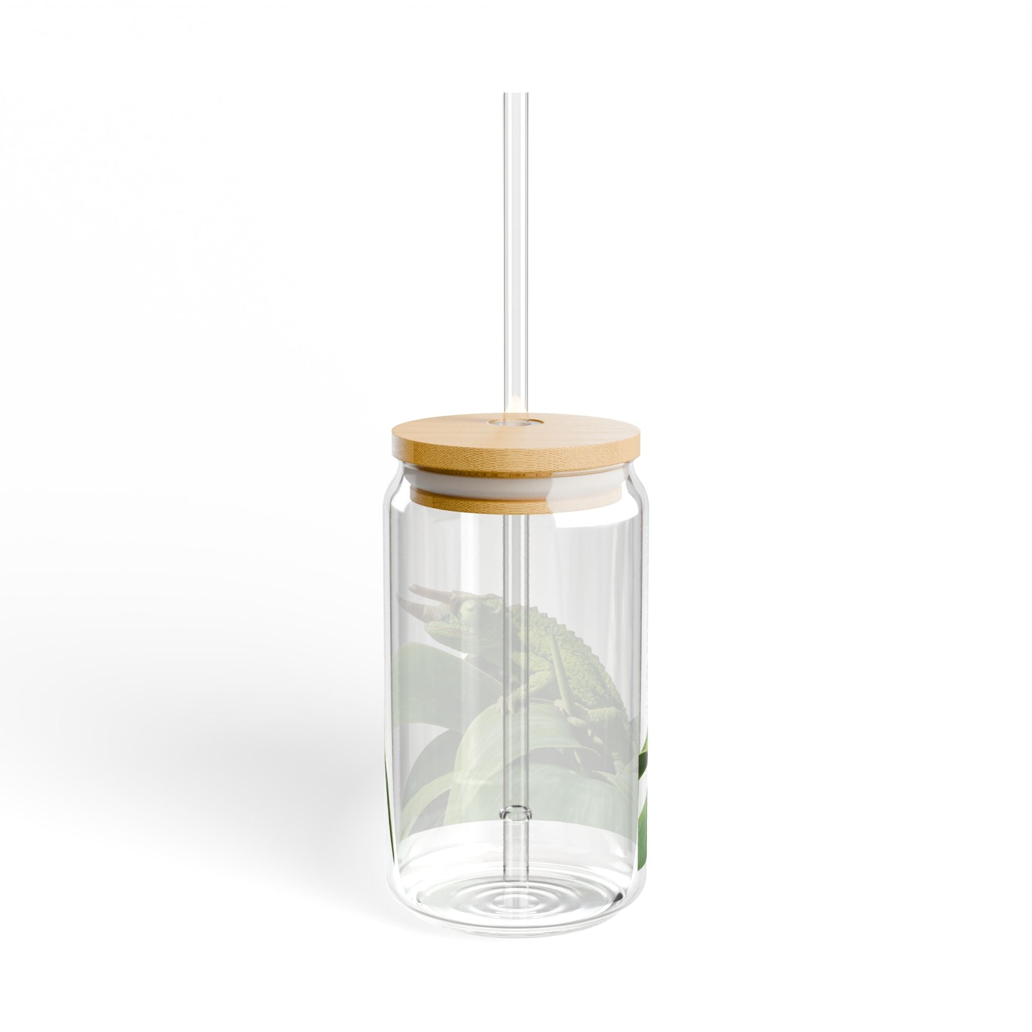 Jackson's Chameleon on Leaves Sipper Glass