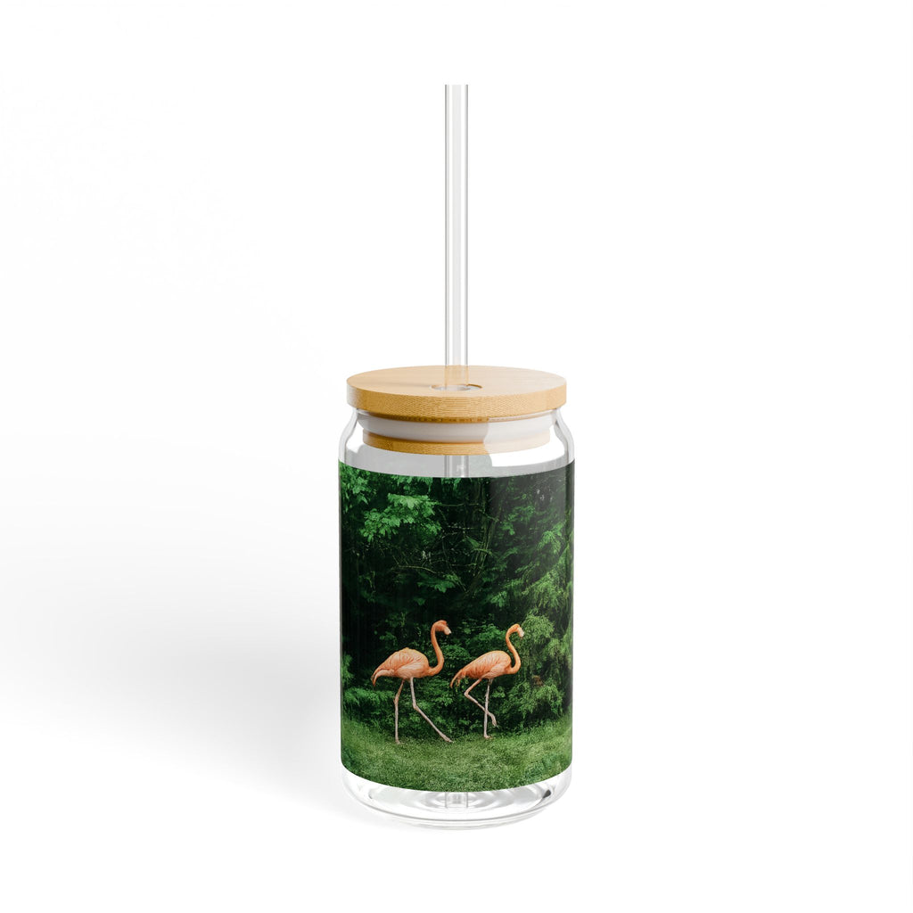 Pink Flamingos Sipper Glass | 16oz Straw Tumbler
