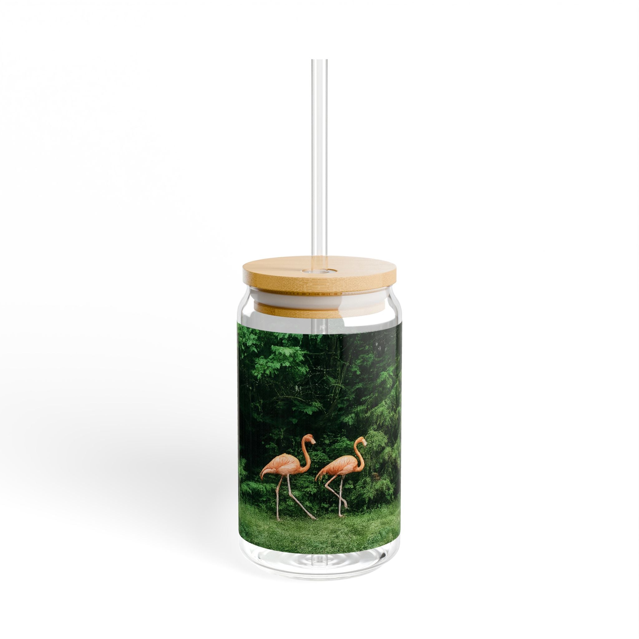 Pink Flamingos Sipper Glass | 16oz Straw Tumbler