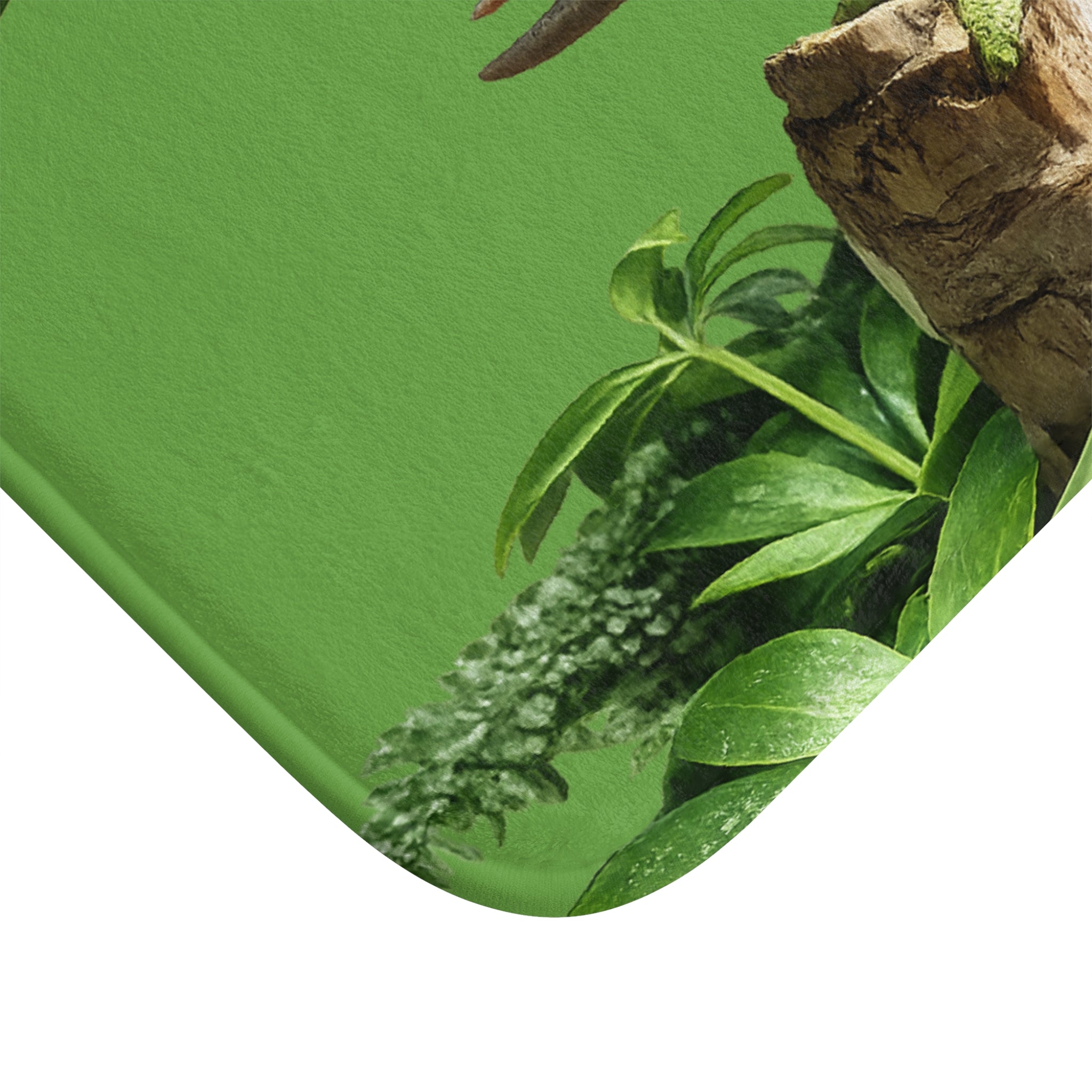 Chameleon on Branch Bath Mat | Green Reptile Nature Print