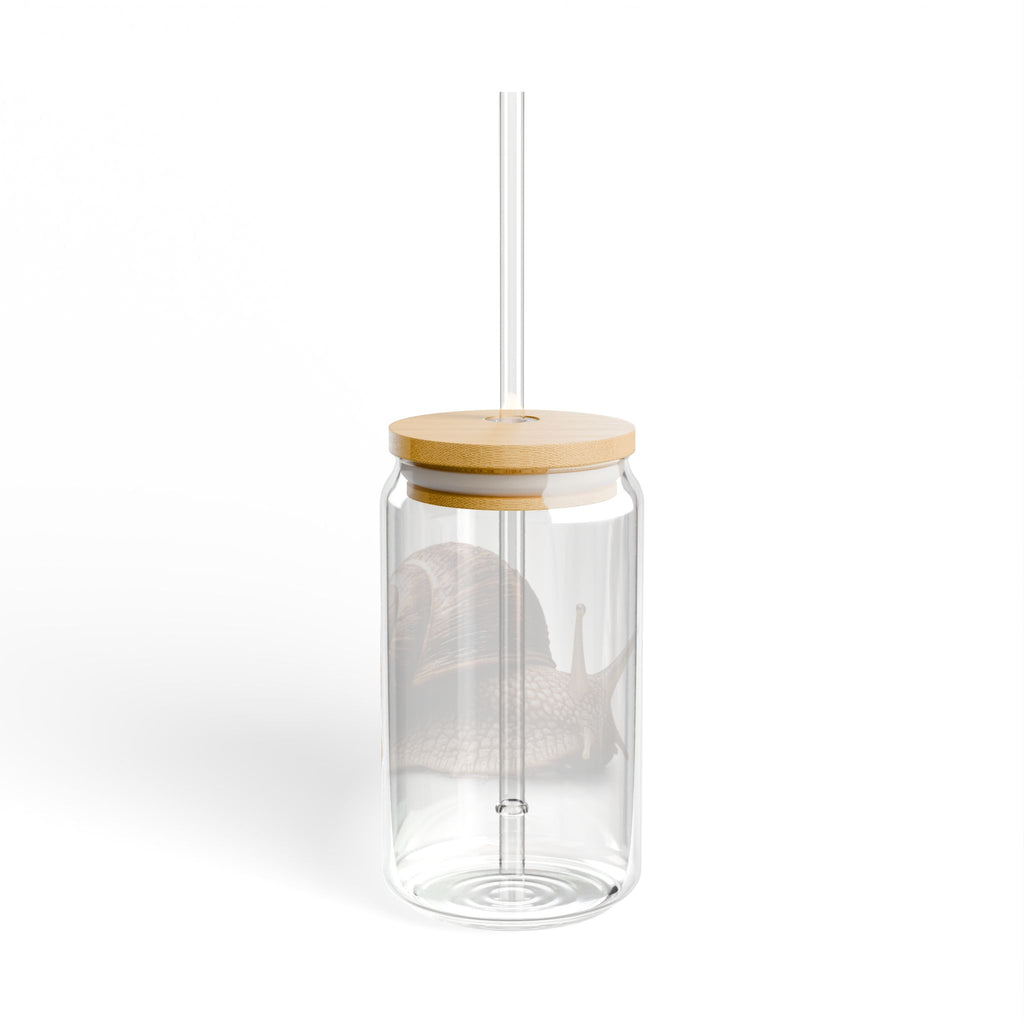 Realistic Snail Illustration Sipper Glass | 16oz Clear Tumbler