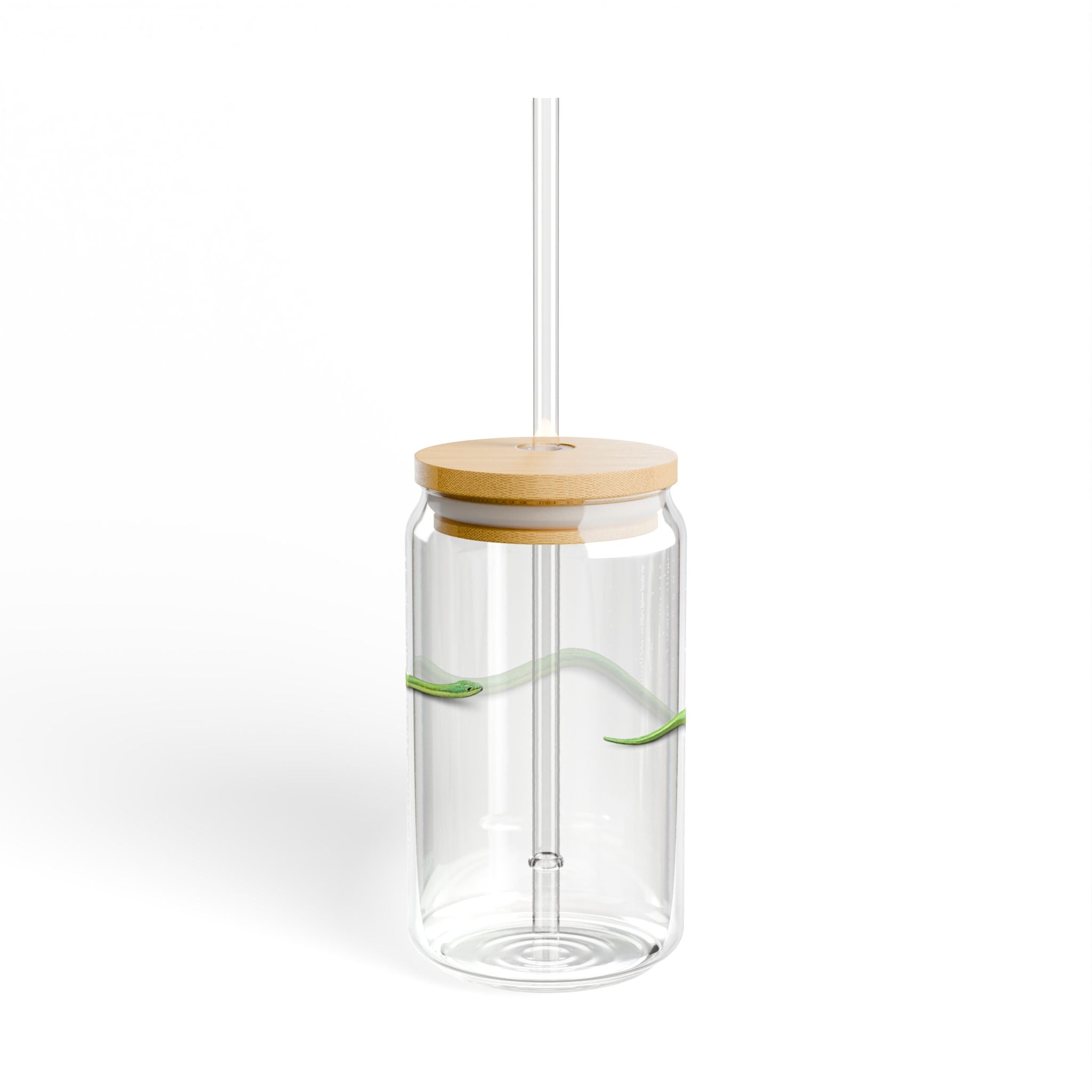 Green Snake Sipper Glass 16oz | Reusable Straw Tumbler