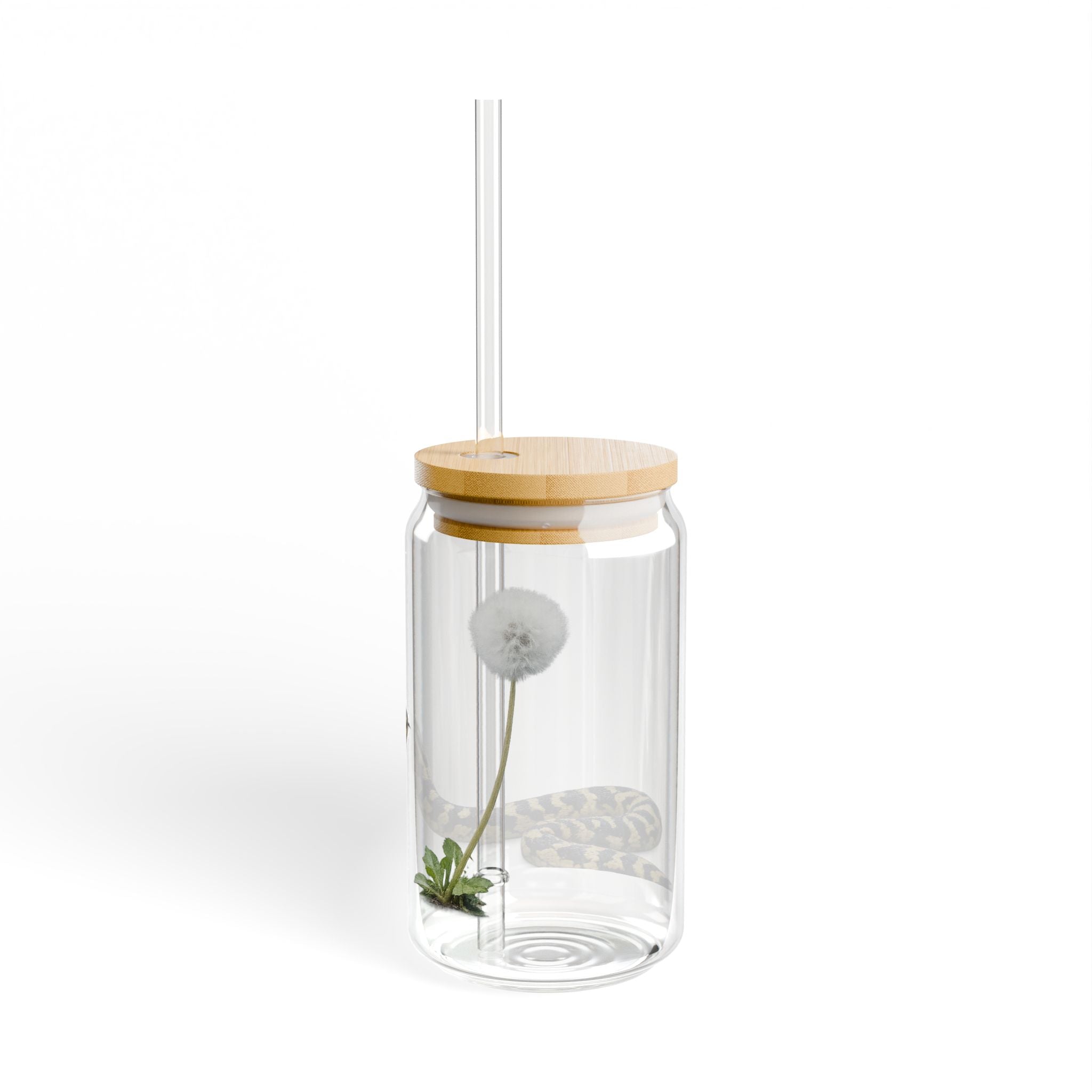 Snake Dandelion Sipper Glass | 16oz Reusable Straw Tumbler